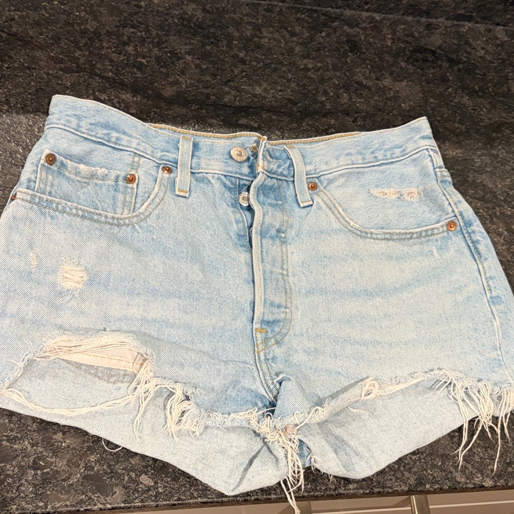 Levi’s 501 Light Wash Distressed Shorts